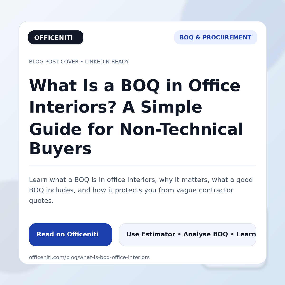What Is a BOQ in Office Interiors? A Simple Guide for Non-Technical Buyers