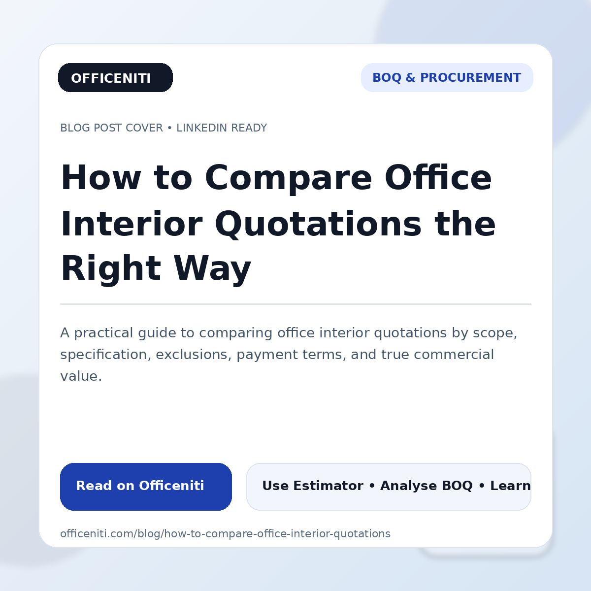 How to Compare Office Interior Quotations the Right Way