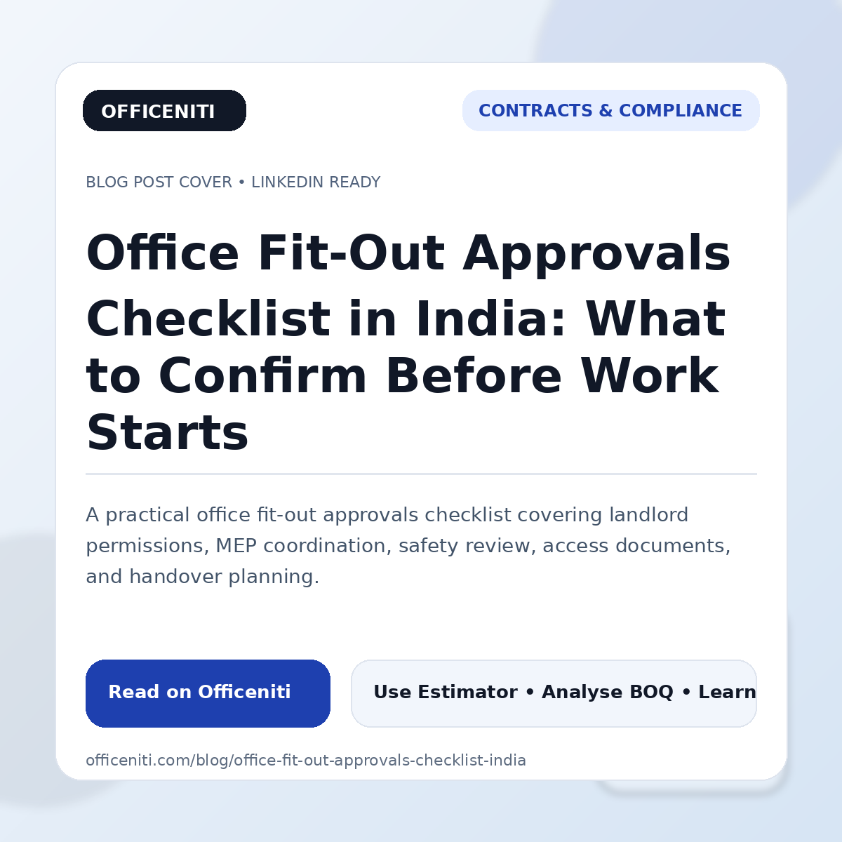 Office Fit-Out Approvals Checklist in India: What to Confirm Before Work Starts